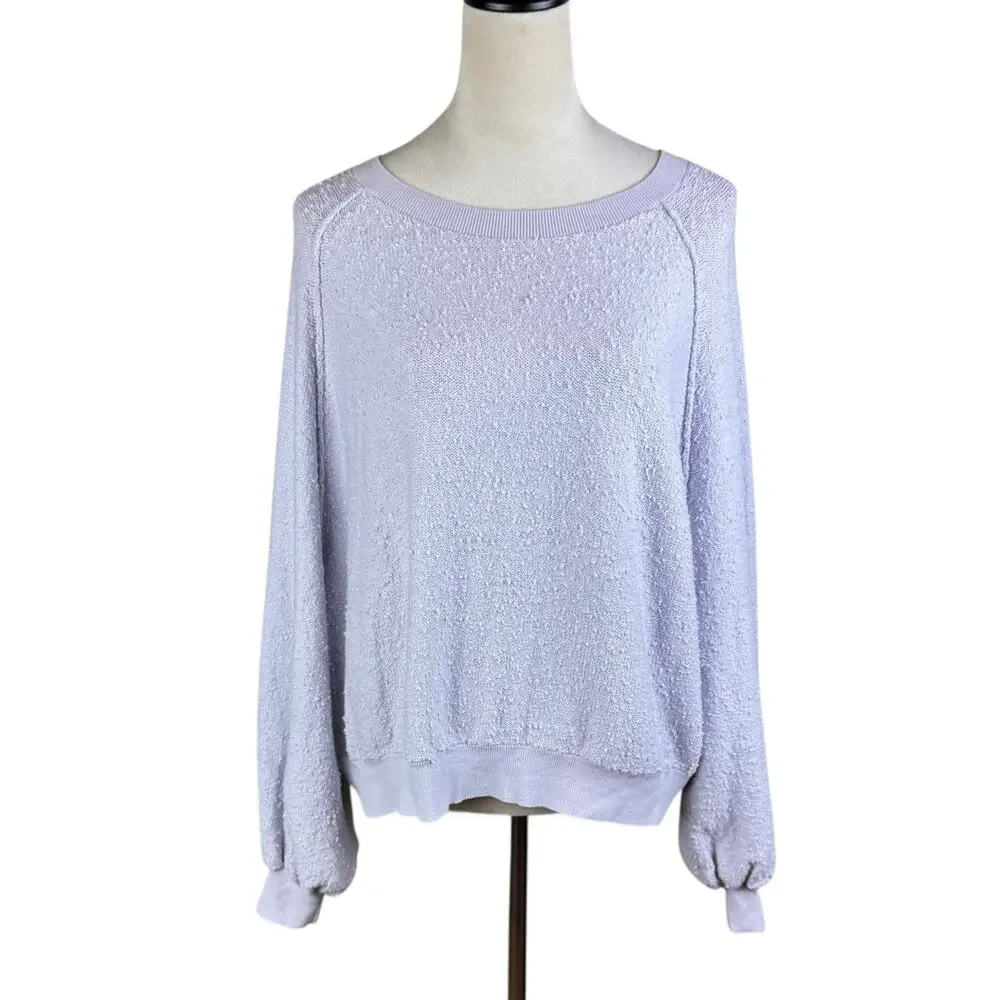 Free People S Lilac Purple Textured Cozy Relaxed Fit Long Sleeve Knit Pullover